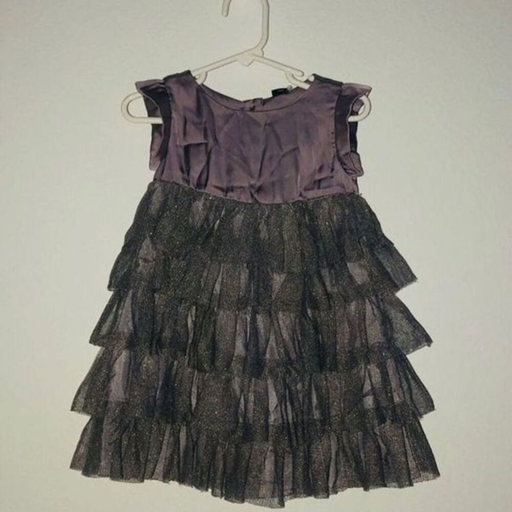 Baby gap 2T grey dress, with glittery tulle ruffles